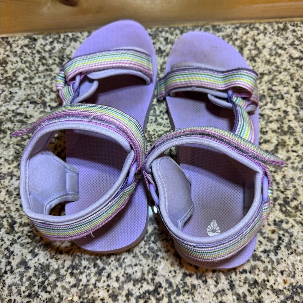 Youth Girls‎ Purple Rainbow Stripe Sport Sandals Hook and Loop Size 4